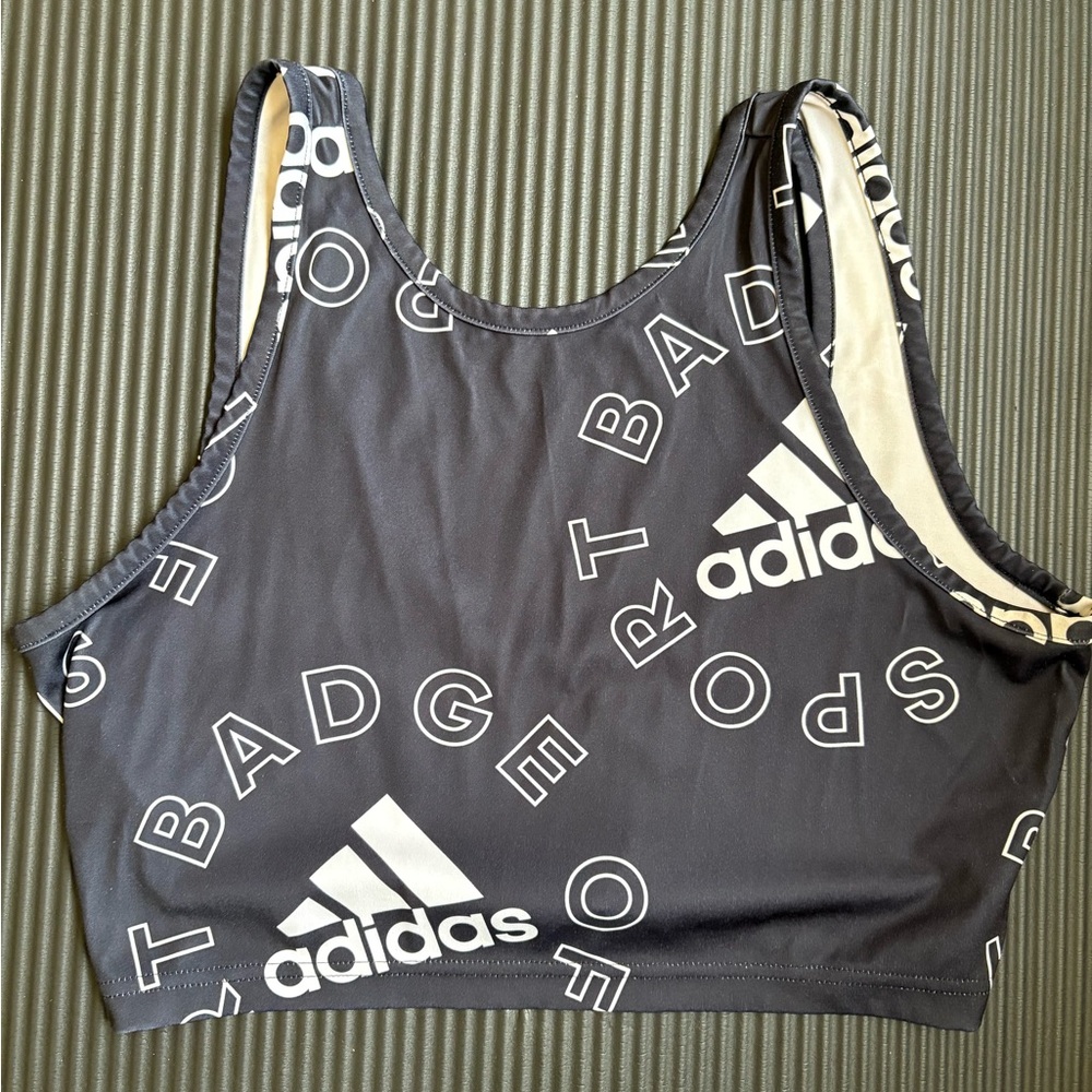 Adidas Training Crop Top Women's Size M Black White Graphic Design To Move